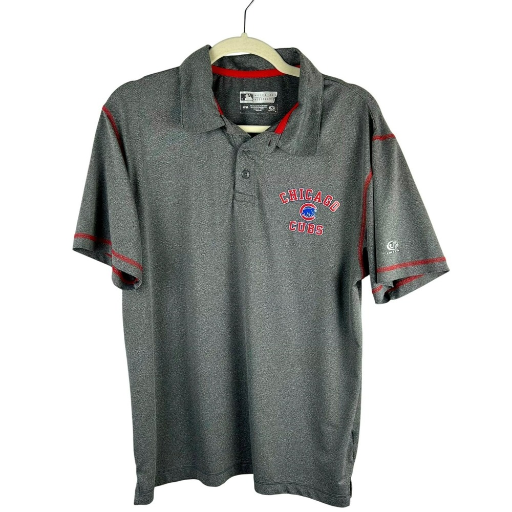 MLB Chicago Cubs Baseball Performance Polo Shirt Men Unisex Medium Gray Wrigley - Picture 2 of 8